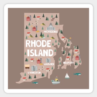 Rhode Island USA State Illustrated Map Magnet